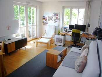 2-Zimmerwohnung München-Laim, sonniges Wohnzimmer mit Balkon